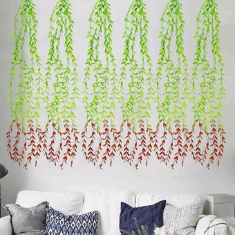 Vides artificiales planta de simulación verde guirnalda hojas de sauce colgantes para decoración de pared de jardín de fiesta de boda 
