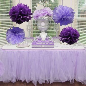 Falda de mesa de tutú de tul para Celebración de bebé 100x100cm decoración de boda con suministros 