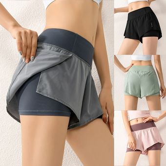 #Style3 K Pantalones cortos deportivos 2 en 1 para mujer,Shorts con cintura elástica para correr,Y 