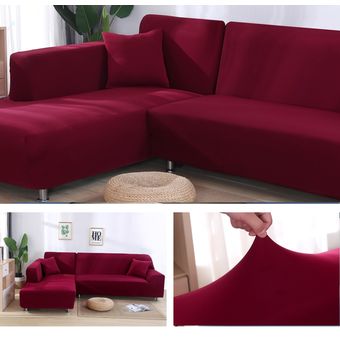Funda sofa elastica para sofá para sala de estar de Color sólido fundas sofas elasticadas chaise lounge con esquina,funda de sección en forma de L,asiento 1234 plaza cubre sofa #Green-1PC 