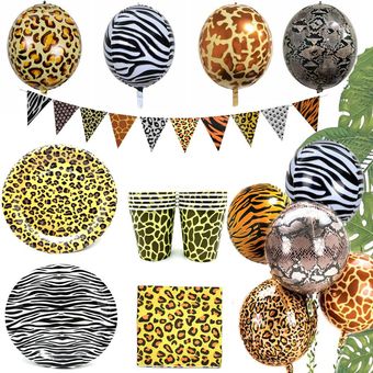 Animal rayas globo de la hoja-Fiesta de Safari selva Zoo bosque suministros par 