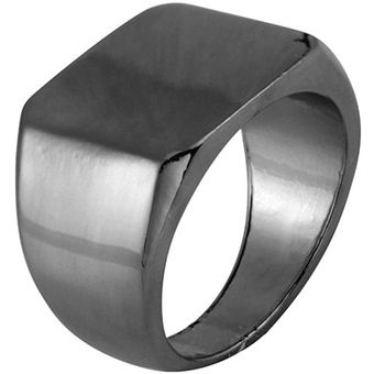Hombres Grandes Punk Sqaure Anillo Ancho Sello Pulido Con De 