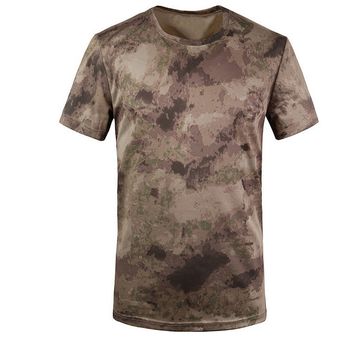 Hombres al aire libre de secado rápido camuflaje camiseta hombres respirable ejército táctico combate militar seco deporte Camo campamento camisetas 