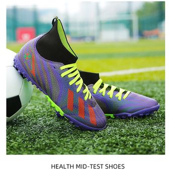 Zapatos de fútbol para hombre entrenamiento de caña alta Púrpura TF 