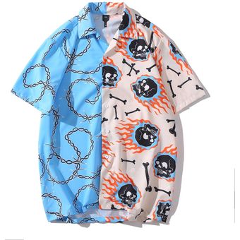 #XQ15 YELLOW Camisa Vintage Hawaiana de manga corta para hombre,cam 
