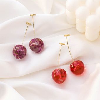 Sweetheart Cereza Cereza Oreja Pendientes Largos Coreanos, Sweetheart Cereza Cereza Oreja Pendientes Largos Coreanos,