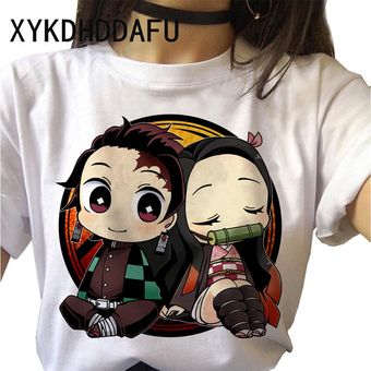 Camiseta Demon Slayer con gráfico para mujer ropa informal de moda camiseta Kimetsu No Yaiba r HON 