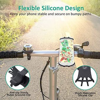 Soporte para teléfono de silicona soporte de la bicicleta 360 grados de rotación de bicicletas móvil Negro 