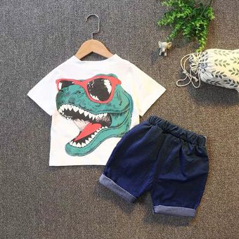 Traje de dinosaurio VERANO Ropa para niños Deportes infantiles Conjuntos de dos piezas Trajes de moda para niños únicos 