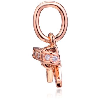 Brillante Arco Encanto Berloque 925 Joyas De Cuentas De Oro 