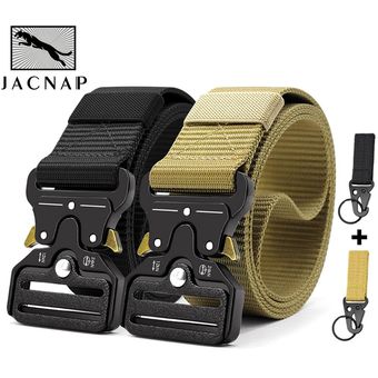 Jacnaip-Cinturones Militares Tácticos Para Hombre Cinturón De Nailon Ajustable Del Ejército Para Trabajo Pesado Hebilla De Metal Para Policía Al Aire Libre 125135cmancho 3 8 