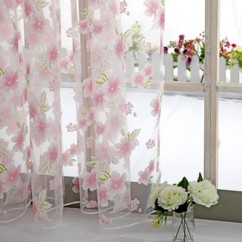 Flores de tul para cocina Sala dormitorio cortinas casa Ventana de d 