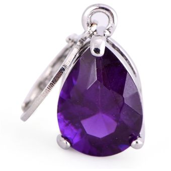 1 Par De Cristal Púrpura Zirconia Plata Colgante Colgante De 