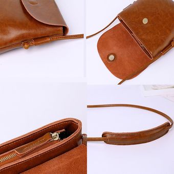 #Dark Blue Bolsos de cuero auténtico de aceite Vintage para mujer, 
