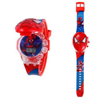 Reloj Niñas Digital Luces Sonido Tapa Spiderman