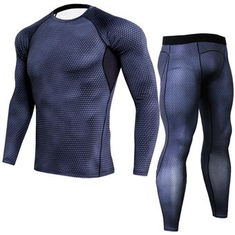 Conjunto de para hombre traje deportivo chándal de entrenamiento de Fitness camisas de manga larga kit rashgard medias para correr novedad de 