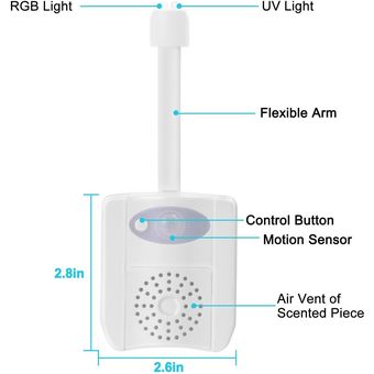 The Old Tree ARILUX DC4.5V 16Color Changing UV Toilet Night Light Luz de asiento de inodoro LED activada por movimiento con aromaterapia para cualquier inodoro 