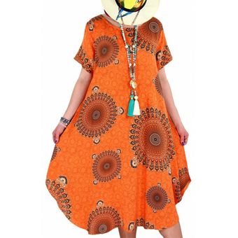 Mini vestido holgado suelto de tirante con estampado floral bohemio para mujer Multicolor 