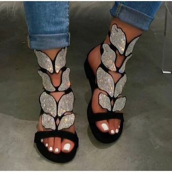 zapatos planos de diamantes de agua Sandalias de mujer sandalias 