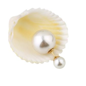 1 par manera de las mujeres perla perlas enchufe de oído de los pernos prisioneros de los pendientes de 