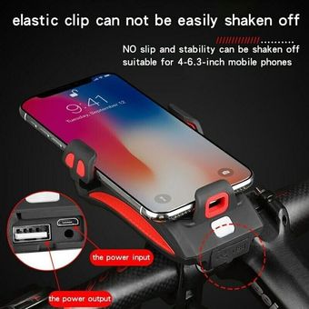 5 IN 1 Led Bicycle Light Front  Solar Horn Phone Holder bicycle Lamp 4000mAh Flashlight for Bike Li 