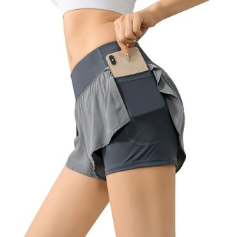 Pantalones cortos para correr 2 en 1 con cintura elástica para mujer,shorts deportivos ro #Color 8 
