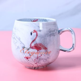Creativas ins de vidrio soluble par de mármol taza de cerámica flamencos estudiante taza taza de café taza sola-U0411grey301-400ml 