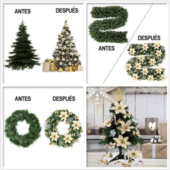 Decoración Para Árbol Navidad Doradas Flores Artificiales 
