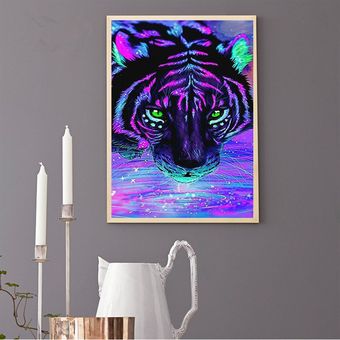 Colorido tigre patrón arte pintura diy hecha a mano diamante pintura pared decoración de pared 
