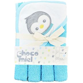 Set de toallita y Babitas para bebé, Azul, 90 cm x 60 cm. - Landi Baby®