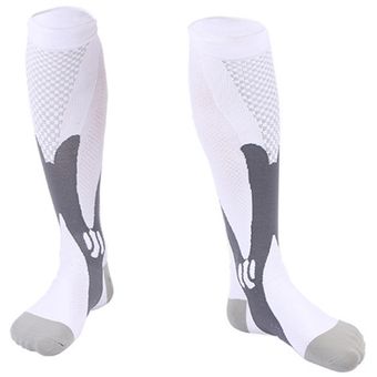 Blanco Calcetines de compresión de compresión de piernas unisex 