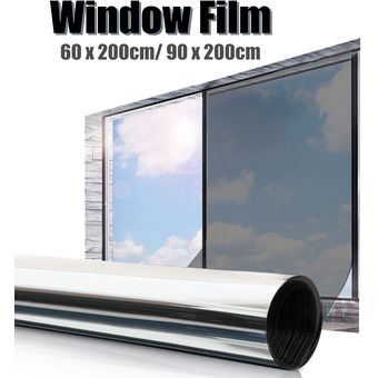 Essort 2M lámina para ventanas One Way Espejo de privacidad Etiqueta de la ventana autoadhesivo Calor de control anti-UV protector solar protector solar Ministerio del Interior de Cine-Black-60x200cm 