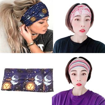 Las mujeres de moda del entrenamiento de impresión Yoga elástico headwraps pelo de la venda Deportes 