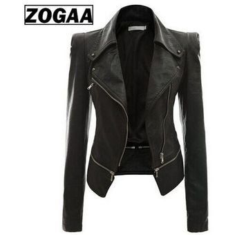 ZOGAA-Chaqueta gótica de cuero sintético para mujer chaqueta de mot 