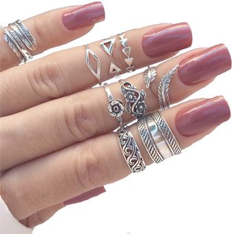 Conjunto de 10 estilos de anillos Midi bohemios de varias piezas para 