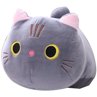 Almohada de felpa de gato gris con animal de peluche para Gris 25cm 