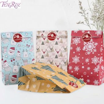 bolsas de papel Kraft para p Cajas de dulces de Navidad para helado 