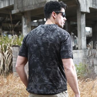 Camiseta de camuflaje para exteriores camisetas transpirables de secado rápido ropa deportiva militar para senderismo 
