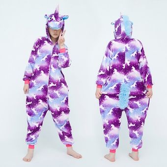 Pijama de invierno con diseño de gato y queso para niños ropa de dormir con diseño de Panda de dibujos animados de franela y unicornio-Pink Unicorn 