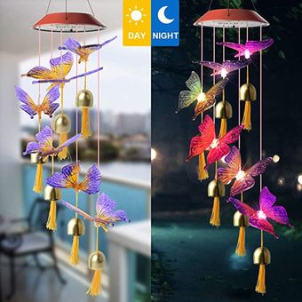 Solar al aire libre del carillón de viento metal de la lámpara LED de Bell Decoración Animal Styling 