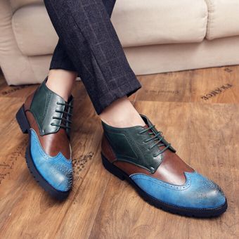 Talla grande 48 Botas formales para hombre Botines Chelsea Azul 
