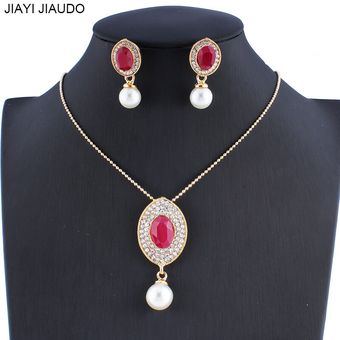 Jiayi Jia Duo India Glamour Joyas Traje Collar Colgante Rojo 