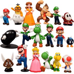 18Pcs Set Mini Super Mario Bros Luigi PVC Doll Bauble Regal...