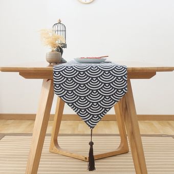 mantel retro estilo Mantel de lino con diseño geométrico para mesa 