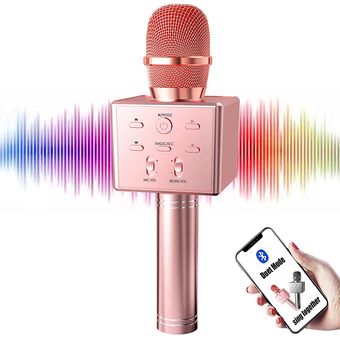 Generico - Microfono Karaoke Parlante Bluetooth Inalambrico Portatil Rosado