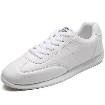 zapatos informales cómodos para Primavera color blanco White B#Zapatillas deportivas vulcanizadas de cuero para hombre 