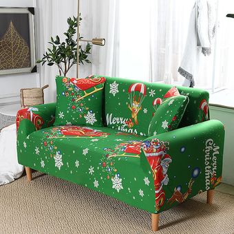 Funda de sofá elástica todo incluido con motivo navideño 