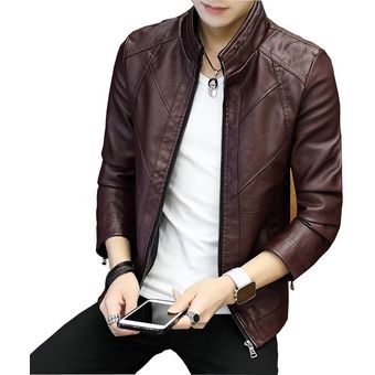 Chaqueta de cuero para hombre delgada de moto para hombre rojo | Linio Perú  - GE582FA0G9FSZLPE