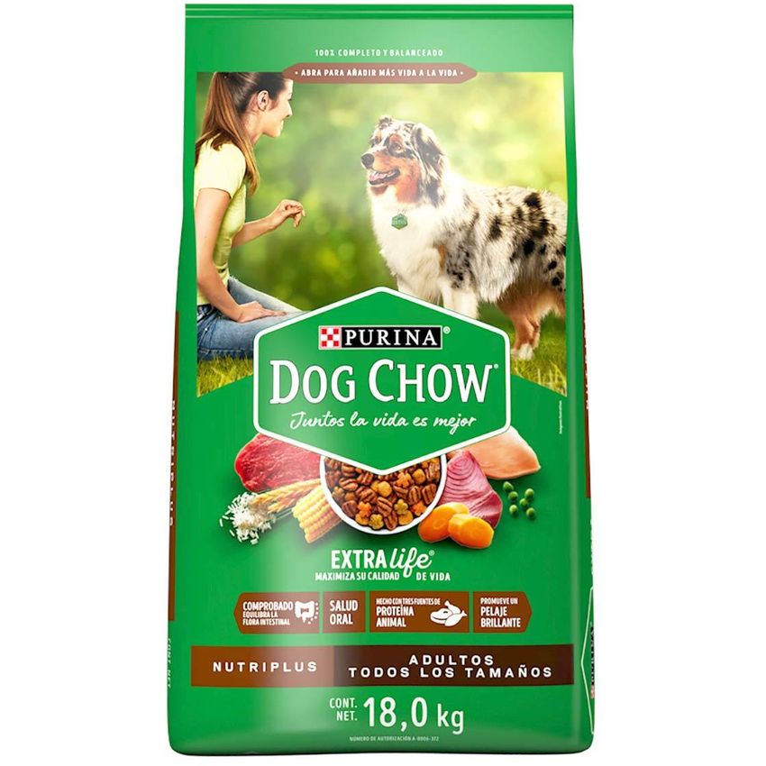 Alimento Para Perros Adultos 18Kg Purina Dog Chow Nutriplus - Verde