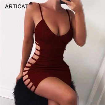 Articat-vestido Bandage ajustado sexi de mujer Vestido corto inform 